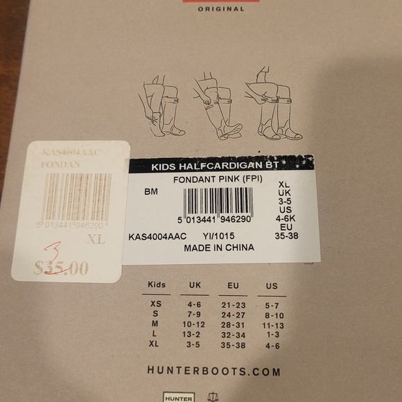 HUNTER Kids Half Cardigan Boot Socks Fondant Pink Size XL - Picture 4 of 5